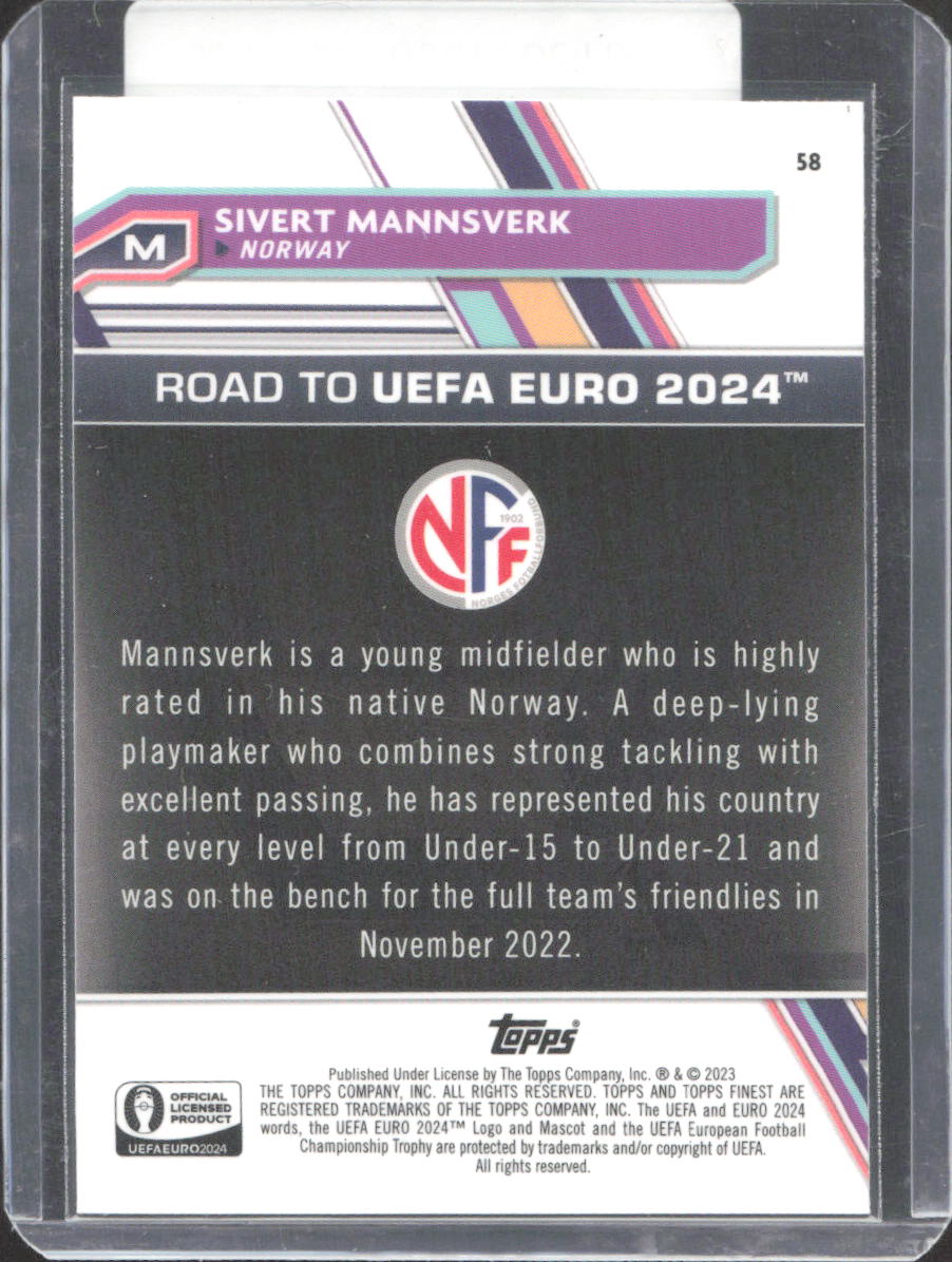 2023 Topps Finest Road to UEFA EURO 2024 Sivert Mannsverk | eBay